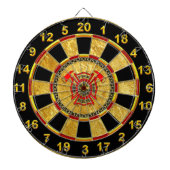 Brandafdeling Goud en rode badge met brandwerende  Dartbord (Voorkant)