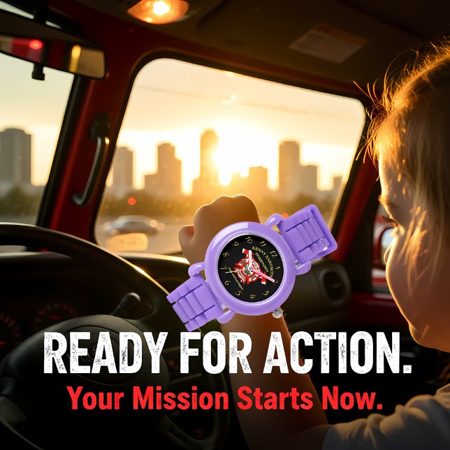 Brandafdeling Goud en rode badge met brandwerende  Horloge (Creator heeft geüpload)