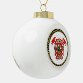 Brandafdeling Goud en rode badge met brandwerende  Keramische Bal Ornament (Links)