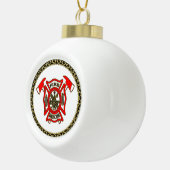 Brandafdeling Goud en rode badge met brandwerende  Keramische Bal Ornament (Rechts)