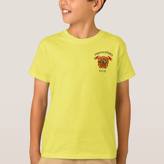 Brandafdeling Goud en rode badge met brandwerende  T-shirt (Voorkant)