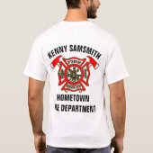 Brandafdeling Goud en rode badge met brandwerende T-shirt (Achterkant)