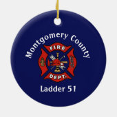 Brandafdeling Logo - Aangepaste keramische Ornamen Keramisch Ornament (Achterkant)