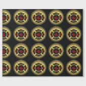 Brandafdeling logo Black en Gold Badge Cadeaupapier (Vlak)