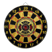 Brandafdeling logo Black en Gold Badge Dartbord (Voorkant)