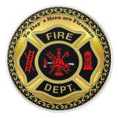 Brandafdeling logo Black en Gold Badge Keramische Knop (Voorkant)