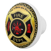 Brandafdeling logo Black en Gold Badge Keramische Knop (Rechts)