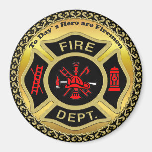Brandafdeling logo Black en Gold Badge Magneet