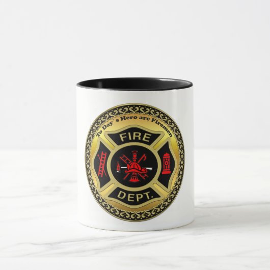Brandafdeling logo Black en Gold Badge Mok (Midden)