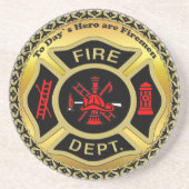 Brandafdeling logo Black en Gold Badge Zandsteen Onderzetter (Voorkant)