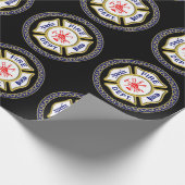 Brandafdeling logo blauw en witte badge cadeaupapier (Hoek)