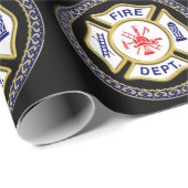 Brandafdeling logo blauw en witte badge cadeaupapier (Rol Hoek)