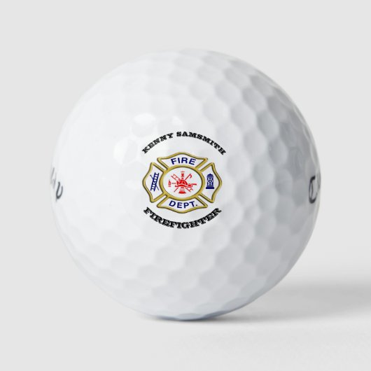 Brandafdeling logo blauw en witte badge golfballen (Voorkant)