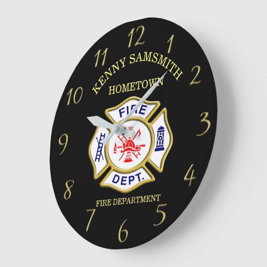 Brandafdeling logo blauw en witte badge grote klok (Hoek)