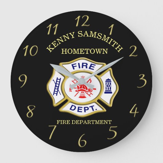 Brandafdeling logo blauw en witte badge grote klok (Voorkant)