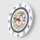 Brandafdeling logo blauw en witte badge grote klok (Hoek)