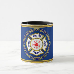 Brandafdeling logo blauw en witte badge mok