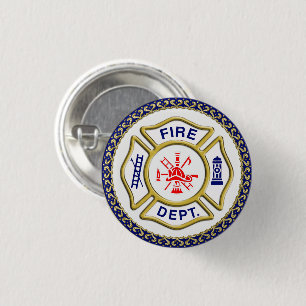 Brandafdeling logo blauw en witte badge ronde button 3,2 cm