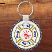 Brandafdeling logo blauw en witte badge sleutelhanger (Voorkant)
