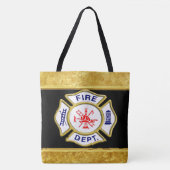 Brandafdeling logo Blue en White Badge gold Tote Bag (Voorkant)