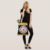 Brandafdeling logo Blue en White Badge gold Tote Bag (Op model)