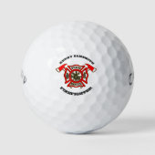 Brandafdeling logo Gold en rode badge Golfballen (Voorkant)