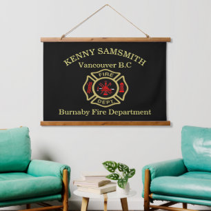 Brandafdeling logo Gold en rugleuning Hangend Wandkleed