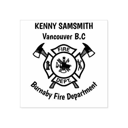 Brandafdeling logo Gold en rugleuning Rubberstempel (Afrduk)