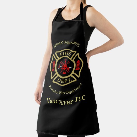 Brandafdeling logo Gold en rugleuning Schort (Insitu)