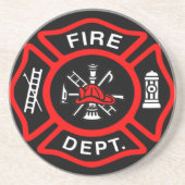 Brandafdeling logo, Onderzetter voor zwarte en rod (Voorkant)
