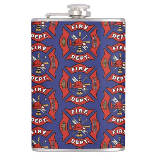 Brandafdeling Logo Patroon Heupfles (Voorkant)