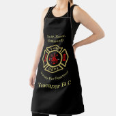 Brandafdeling logo, plichtsnachting rood en goud schort (Insitu)