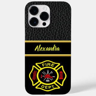 Brandafdeling logo, zwart en gele badge Case-Mate iPhone 14 pro max hoesje
