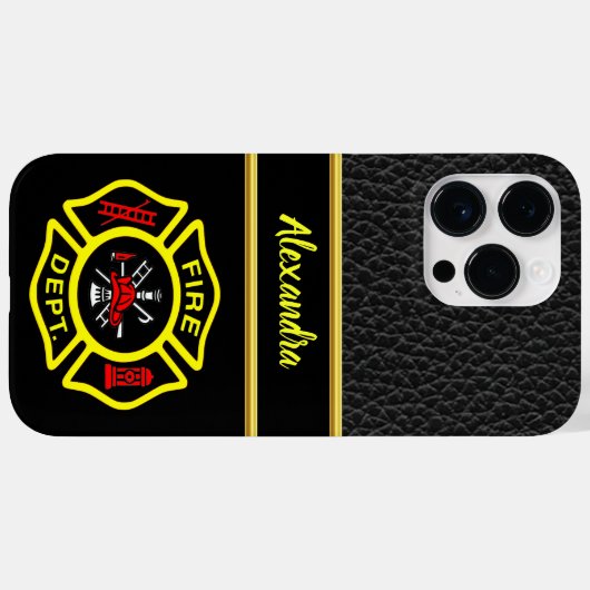 Brandafdeling logo, zwart en gele badge Case-Mate iPhone case (Achterkant (horizontaal))