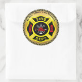 Brandafdeling logo, zwart en gele badge ronde sticker (Tas)