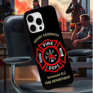 Brandafdeling logo, zwart en rode badge11 iPhone 15 pro max hoesje