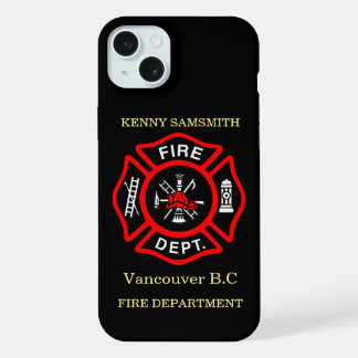 Brandafdeling logo, zwart en rode badge11 iPhone 15 plus case