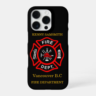 Brandafdeling logo, zwart en rode badge11 iPhone 16 pro hoesje