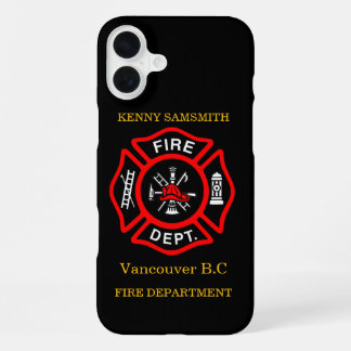 Brandafdeling logo, zwart en rode badge11 iPhone 16 plus hoesje