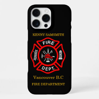 Brandafdeling logo, zwart en rode badge11 iPhone 16 pro max hoesje