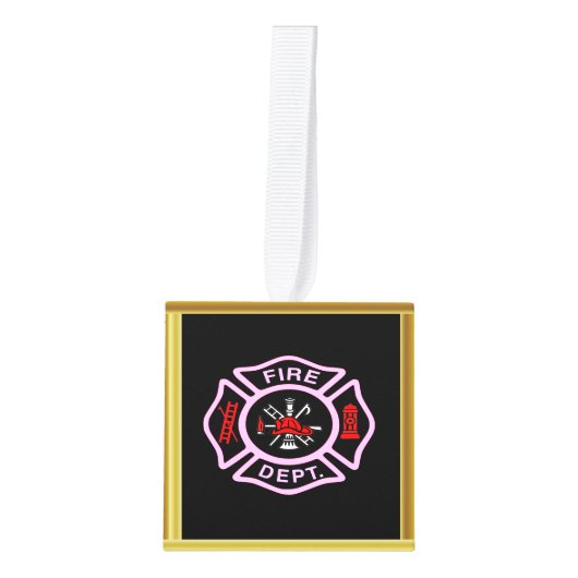 Brandafdeling logo, zwart en roze badge decoratie (Voorkant)