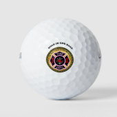 Brandafdeling logo, zwart en roze badge golfballen (Voorkant)