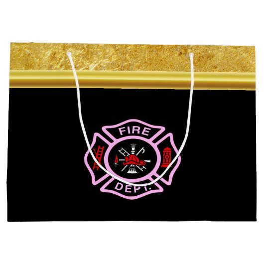 Brandafdeling logo, zwart en roze badge groot cadeauzakje (Achterkant)