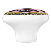 Brandafdeling logo, zwart en roze badge keramische knop (Zijkant)