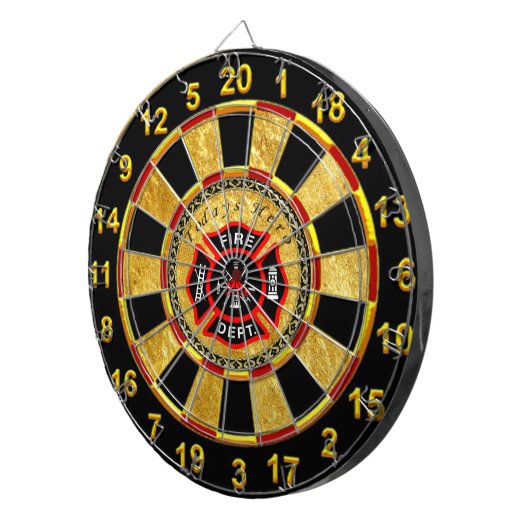 Brandafdeling logo, zwarte en rode badge dartbord (Voorkant Rechts)