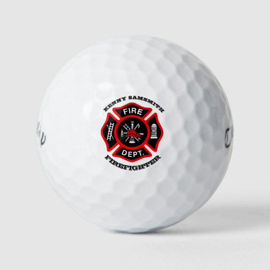 Brandafdeling logo, zwarte en rode badge golfballen (Voorkant)