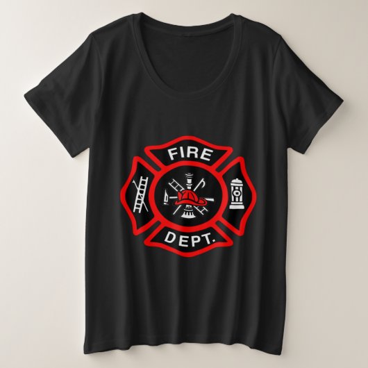 Brandafdeling logo, zwarte en rode badge grote maat t-shirt (Design voorkant)