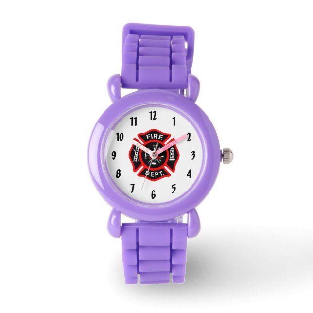 Brandafdeling logo, zwarte en rode badge horloge (Voorkant)