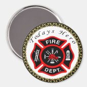 Brandafdeling logo, zwarte en rode badge magneet (Voorkant / Achterkant)