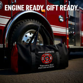 Brandafdeling logo, zwarte en rode badge plunjezak